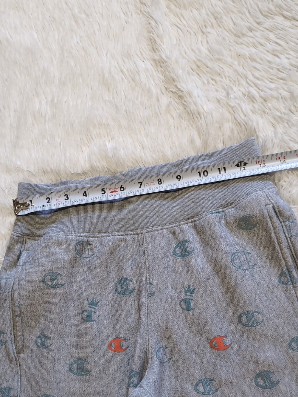 Champion Reverse Weave Grey Allover Blue/Orange Logo Sweatpant Jogger Small - Picture 8 of 11